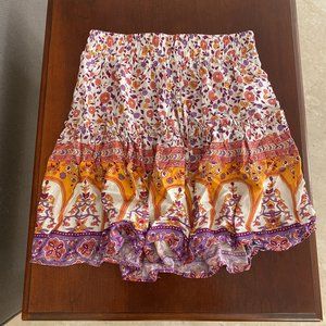 Floral Drawstring Mini Skirt
